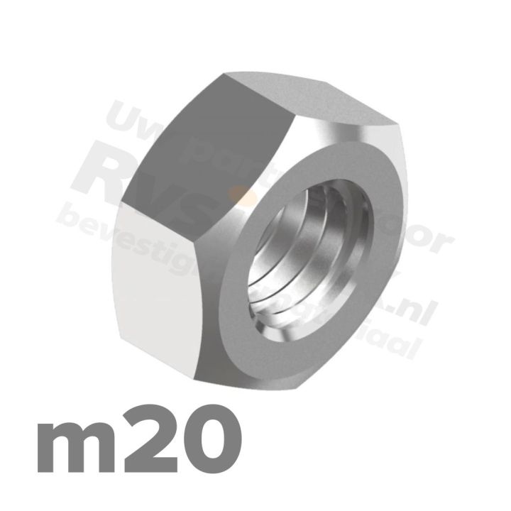 Zeskantmoer M20 DIN 934 RVS A2 | rvsinox.nl