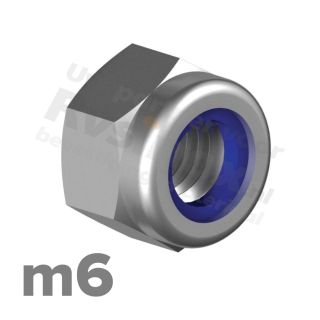 Zeskantmoer zelfborgend M6 DIN 985 RVS A2 | rvsinox.nl