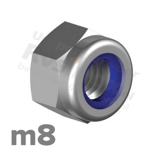 Zeskantmoer zelfborgend M8 DIN 985 RVS A2 | rvsinox.nl