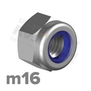 Zeskantmoer zelfborgend M16 DIN 985 RVS A2 | rvsinox.nl