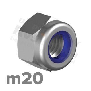 Zeskantmoer zelfborgend M20 DIN 985 RVS A2 | rvsinox.nl