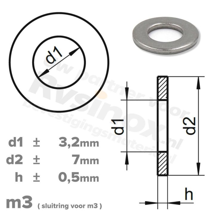 Sluitring M3 DIN 125A RVS A2 | rvsinox.nl