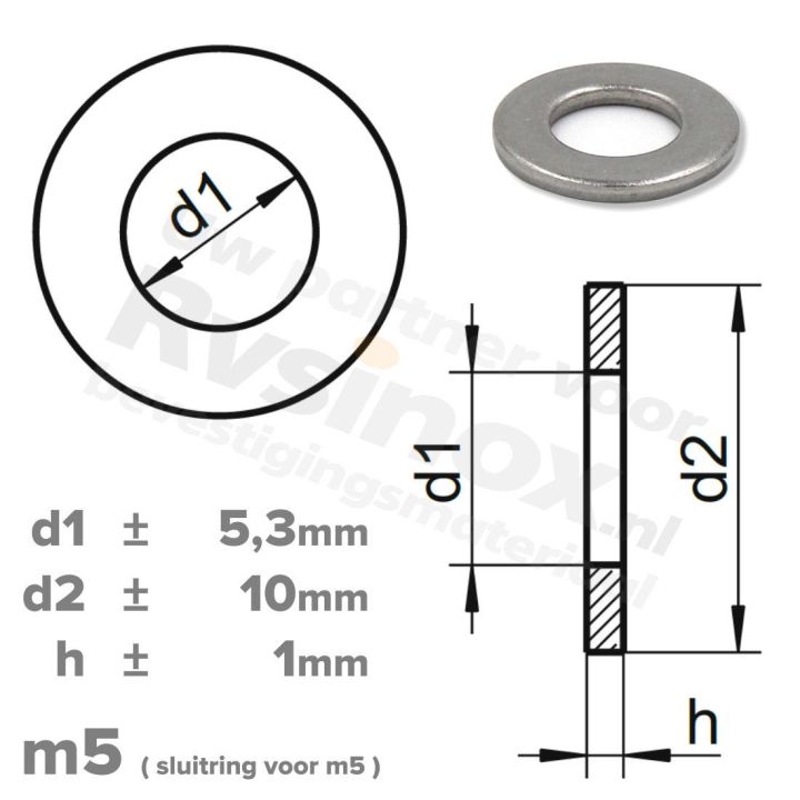Sluitring M5 DIN 125A RVS A2 | rvsinox.nl