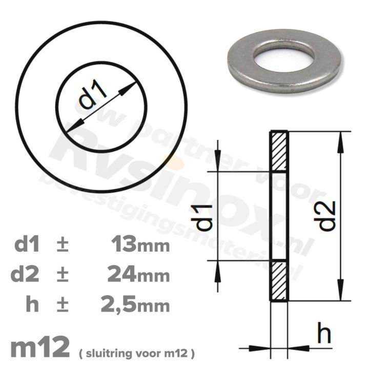 Sluitring M12 DIN 125A RVS A2 | rvsinox.nl