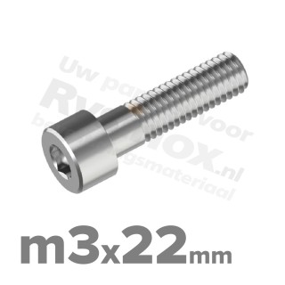 Inbusbout M3x22 DIN 912 / ISO 4762 - RVS A2 (Inox)